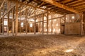 Old Barn Wooden Beams of Sunlight Interior Dusty Farm Empty