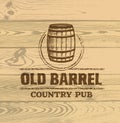 Old Barrel Creative Vector Sign. Stamp Design Element Concept On Grunge Distressed Background