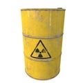 Barrel with radioactive waste. Isolated. 3D render. Royalty Free Stock Photo