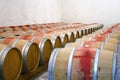 Old barrels with wine
