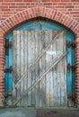 Old barricaded wooden door Royalty Free Stock Photo