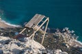 Old base jumping platform on a cliff