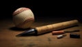 Old baseball bat ignites success in competitive team sport planning generated by AI Royalty Free Stock Photo