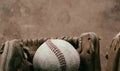 Old baseball glove on texture background in Royalty Free Stock Photo