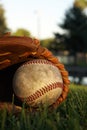 Old Baseball In a Mitt Royalty Free Stock Photo