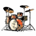 old basic drum kit clip art on white background generative AI