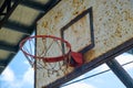 Old basket ball hoop closeup - vintage basketball ring