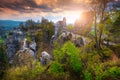 Old Bastei stone bridge at sunset, Germany, Saxon Switzerland, Europe Royalty Free Stock Photo