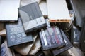 Old batteries from mobile phones Royalty Free Stock Photo