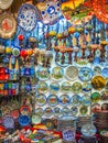 Turkey, Istanbul, Old Bazaar, souvenir shop, display cups, plates, Royalty Free Stock Photo