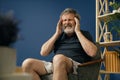 Old bearded man suffering from pain Royalty Free Stock Photo