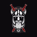 Old bearded vector viking warrior logo, mascot template. viking head, profile view, angry, sport team. isolated on black