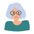 Old beatiful woman avatar Flat vector illustration on white background