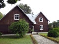 Old beautiful bordeaux wooden home , Lithuania