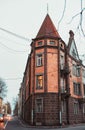 Vyborg, Russia - May 3, 2020, the old beautiful building `Iron House` or `Witch House` in the historic center