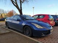 Old but elegant veteran classic sporting coupe classic newtimer car blue Toyota Celica parked Royalty Free Stock Photo