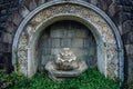 Old beautiful figured abandoned ruined fountain of abandoned mansion Royalty Free Stock Photo