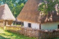 Old beautiful traditional romanian ukranian farm village house w Royalty Free Stock Photo