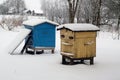 Old bee hives in winter. Royalty Free Stock Photo