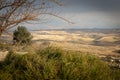 beguin cemetery graveyard ruins, hills mountain ridge scenic landscape view, Arif crater Negev desert, travel Israel nature Royalty Free Stock Photo