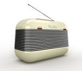 Old beige vintage retro style radio receiver on white b Royalty Free Stock Photo