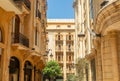 Old Beirut central downtown narrow street architecture with buildings and street lights Lebanon Royalty Free Stock Photo