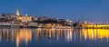 Old Belgrade panorama by night with Cathedral and Branko`s bridge