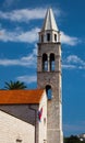 Old bell tower with Croatian flag Royalty Free Stock Photo