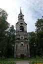 Old bell tower on the main square of Ostashkov, small town in Russia Royalty Free Stock Photo