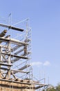 The old bell tower. Restoration of the old bell tower. Scaffolding Royalty Free Stock Photo