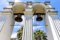 Old bells in a bell tower of the Rhenish Mission Church - Stellenbosch, Western Cape, South Africa Royalty Free Stock Photo