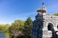 Belvedere Castle along the Turtle Pond with Green Trees during Spring at Central Park in New York City Royalty Free Stock Photo