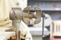 Old bench metal vise. Royalty Free Stock Photo