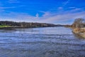 Old bentonsport truss highway bridge view of the Des Moines river below Royalty Free Stock Photo