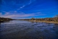 Old bentonsport truss highway bridge view of the Des Moines river below