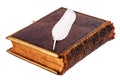 Old Bible in leather cover on white Royalty Free Stock Photo