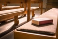 Old Bible Red Book Empty Template Lying Church Pew Bench Woodd C Royalty Free Stock Photo