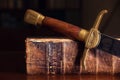 Old Bible With Sword Royalty Free Stock Photo