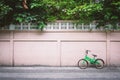 Old bicycle with concrete wall. Royalty Free Stock Photo