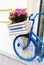 Old bicycle with flowers box Royalty Free Stock Photo