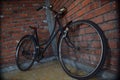 an old bicycle that had been stored for several years in the warehouse