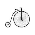 Old Bicycle Icon Isolated On White Background, Retro Penny Farthing Bike. High Wheel Vintage Bicycle, Vector