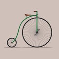 Old bicycle isolated on background, Retro Penny farthing bike. High wheel vintage bicycle, Vector illustartion Royalty Free Stock Photo