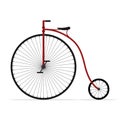 Old bicycle isolated on white background, Retro Penny farthing bike. High wheel vintage bicycle, Vector illustartion Royalty Free Stock Photo