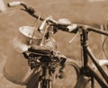 Old bicycle of the last century used to transport the milk by mi Royalty Free Stock Photo