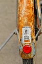 Old bicycle with rusty fender and kickstand