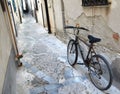 Old Bicycle, Side Street, Cefalu, Sicily Royalty Free Stock Photo