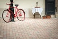 Old bicycle in stree of Budapest, Europe.