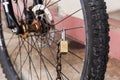 Old bicycle strong security lock with key chain