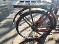 The old bicycle wheel was not used.